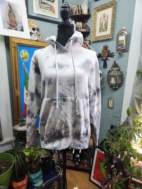 Reflex Men's Tie-Dye Crewneck Hoodie in White and Gray